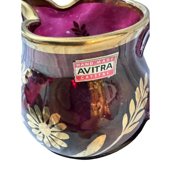 Avitra Crystal Glass Pitcher With Gold Floral Design VIDEO - Picture 2 of 6